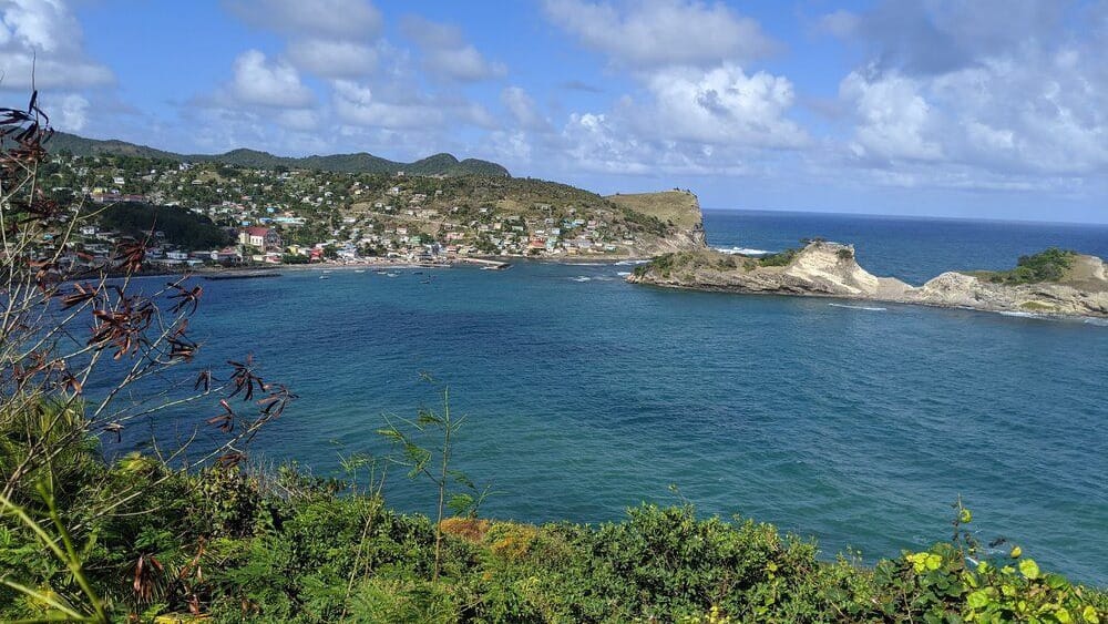 St Lucia's eastern coastline overlooking a bay