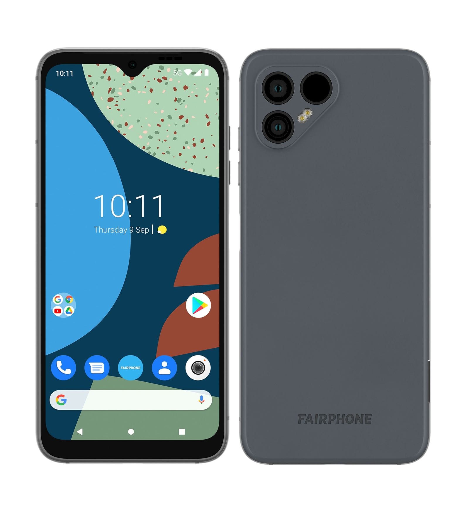 Fairphone 4 (Grey) front and rear