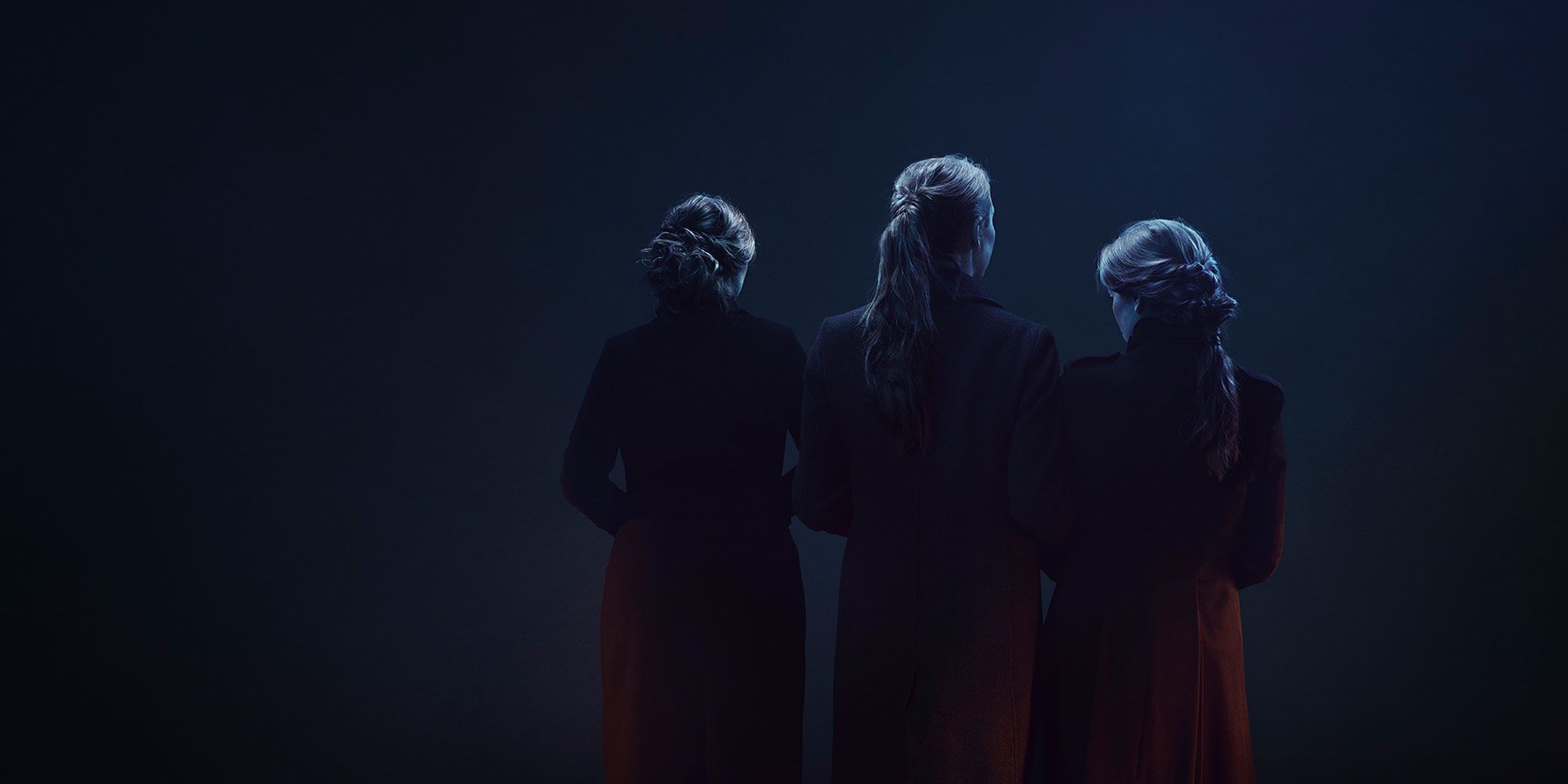 Promotional poster for The Women of Whitechapel showing three women in semi-darkness